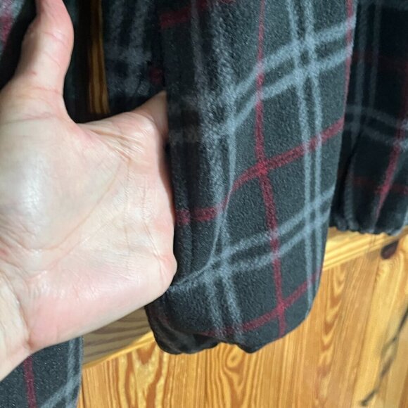 Vintage CHAPS Plaid Fleece 1/4 Snap Drawstring Bottom Pullover Shacket Pockets - Picture 6 of 13